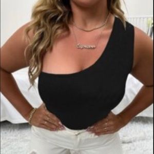Shein black one shoulder bodysuit